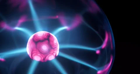 Plasma globe with noble gas inside with filaments extending from inner sphere Stock Footage 315439323