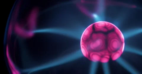 Plasma globe with noble gas inside with filaments extending from inner sphere Stock Footage 316840240