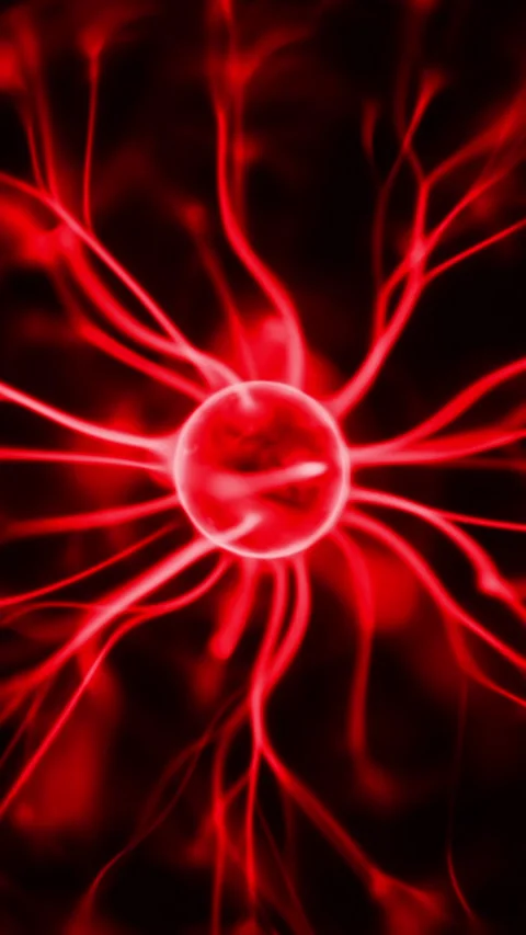 A Plasma Globe with red filaments extending between the Inner and Outer Spheres. Stock Footage 270939572