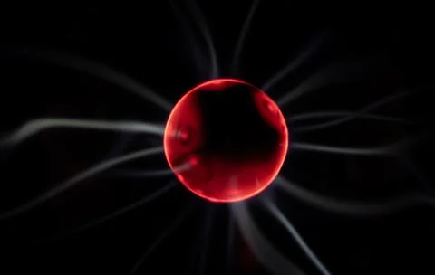 Plasma globe reveals atom core with electric arcs. Atom core generates plas.. Illustration
