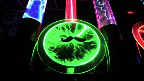 Plasma lamp. High-voltage arc at coil of Tesla. Abstract concept of electric Stock Footage 89168616