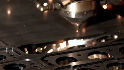 Plasma Laser Cutter - Slow Motion Sparks Stock Footage 105880912