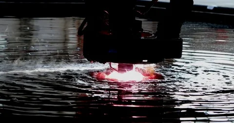 Plasma Laser Cutting Metal Sheet in water Stock Footage 74465933