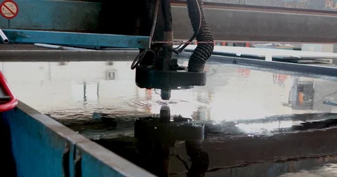 Plasma Laser Cutting Metal Sheet in water Stock Footage 78960644