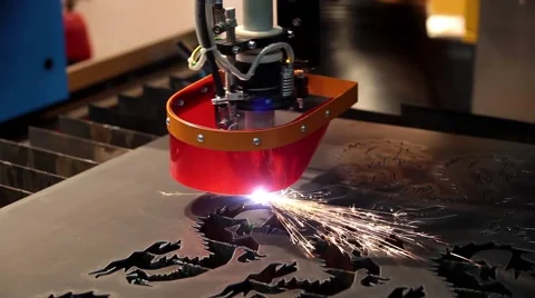 Plasma laser cutting process Stock Footage 55694176