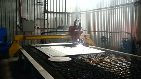 Plasma Machine Cuts Thick Metal. Stock Footage 146221227