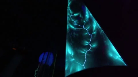 Plasma Magic In Inert Gas Of A Flask Tesla Slowmotion Stock Footage 88981204