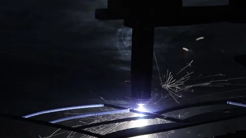 Plasma metal cutting Stock Footage 75923371