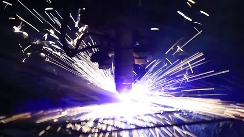 Plasma metal cutting Stock Footage 76594995