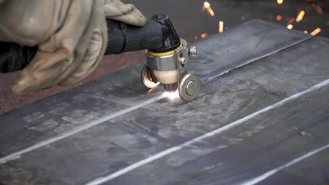 Plasma metal cutting Stock Footage 237055979