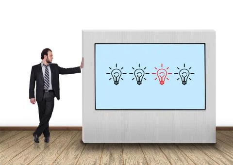 Plasma panel with lightbulb Stock Photos