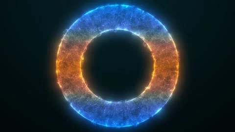 Plasma ring. Abstract energy animation blue orange circle. Burning energy Stock Footage 308150698