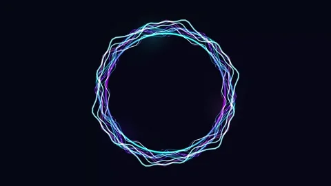 Plasma ring against dark background with glowing electric energy effects and Video stock 345863311