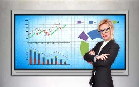Plasma tv with stock chart Stock Illustration