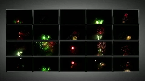 Plasma TV wall fireworks Stock Footage 10858748