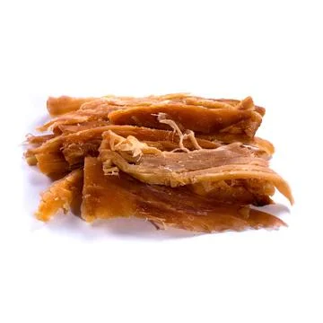Plast Squid with pepper on a white background. Snack Fish to beer. Close up Stock Photos