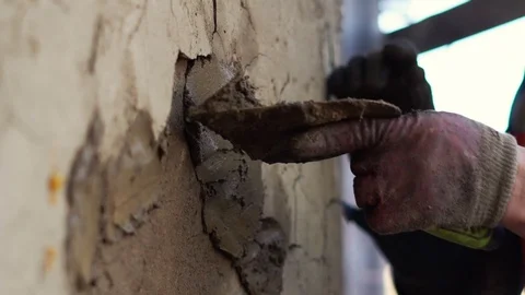 Plaster applies a layer of plaster Video stock 108434519