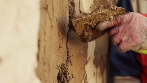 Plaster applies a layer of plaster Stock Footage 109158537