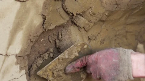 Plaster applies a layer of plaster Stock Footage 111123684