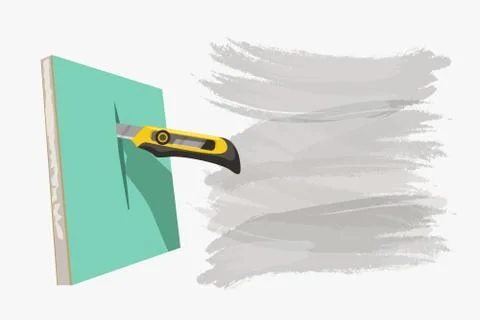 Plaster board with knife and plaster marks Stock Illustration