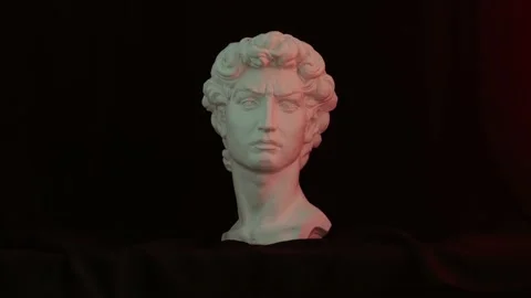 Plaster bust of david with colored light Stock Footage 163735252