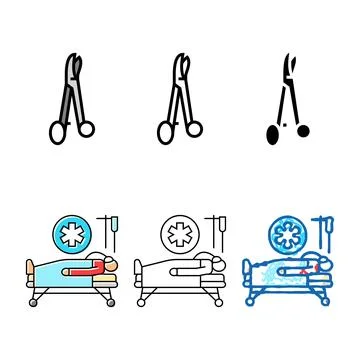 Plaster cast scissors set fracture injury color icon vector Stock Illustration