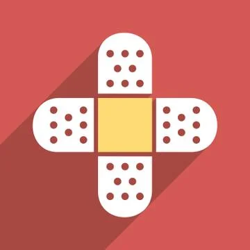 Plaster Cross Flat Longshadow Square Icon Illustrazione stock