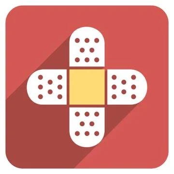 Plaster Cross Flat Rounded Square Icon with Long Shadow Stock Illustration