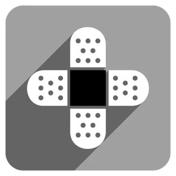 Plaster Cross Flat Square Icon with Long Shadow イラスト素材