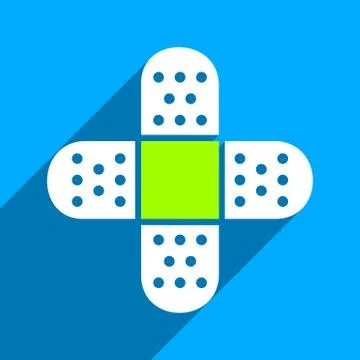 Plaster Cross Flat Square Icon with Long Shadow Illustrazione stock