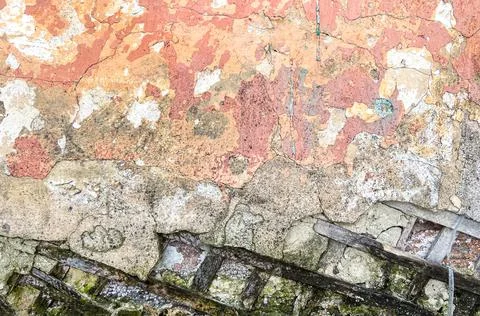 Plaster defect on the wall multicolor Stock Photos