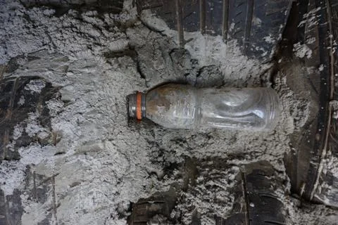 Plaster of an Earthship interior wall with plastic bottle Stock Photos