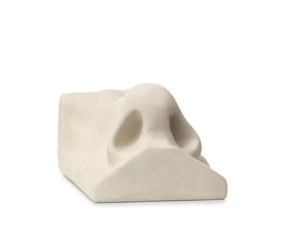 Plaster figure of face on white background Stock Photos