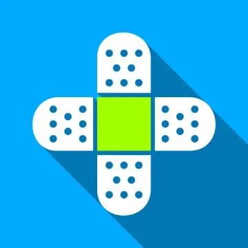 Plaster Flat Long Shadow Square Icon Illustrazione stock