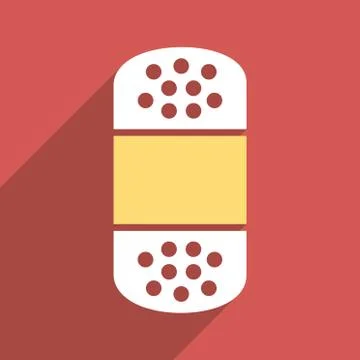 Plaster Flat Longshadow Square Icon Illustrazione stock