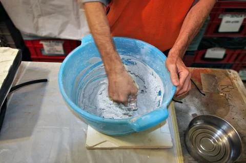Plaster gypsum atelier Stock Photos
