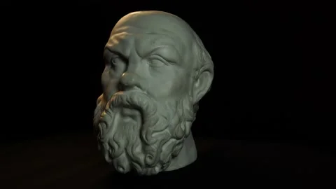 Plaster head with counter light with beautiful shadows filmed around. Stock Footage 137661460