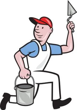 Plaster masonry worker cartoon. Stock Illustration