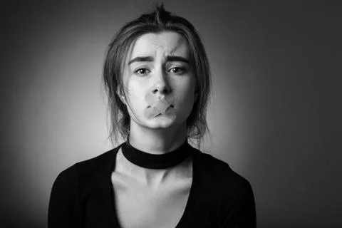 Plaster on mouth Foto stock