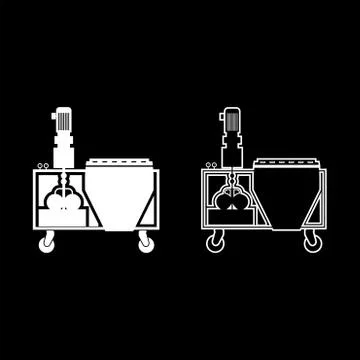 Plaster station Wall decoration machine Solution mixing icon outline set whit Stock Illustration
