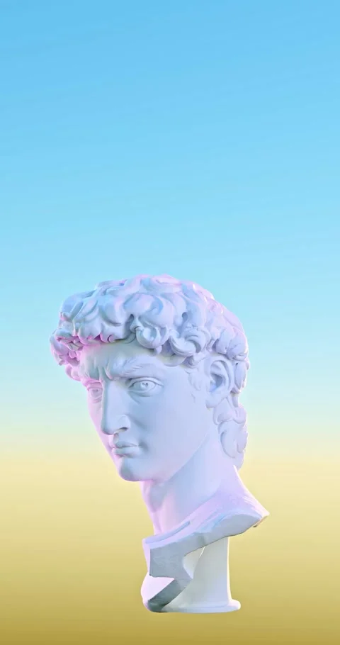 Plaster statue of the head of David. Plaster copy of David statue by Stock Footage 201430929