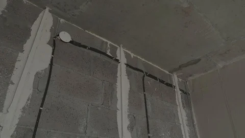 Plaster on the wall prepare Stock Footage 130048741