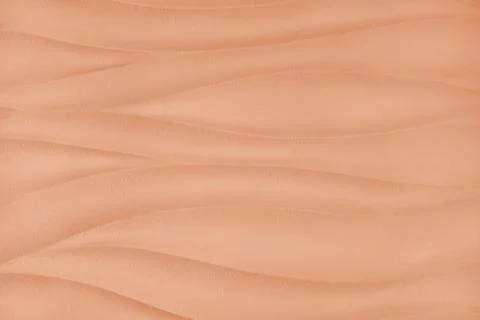 Plaster wall with volumetric relief surface wavy form pattern, orange gypsu.. Foto stock