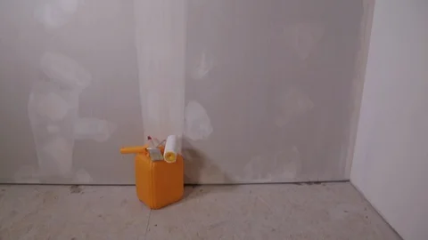 Plasterboard drywall. Preparation for primer Stock Footage 101388770