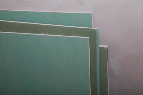 Plasterboard or drywall wall at the construction site Stock Photos