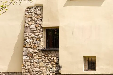 Plastered wall with masonry Stock Photos