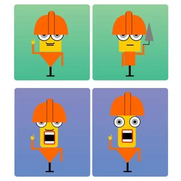 Plasterer characters with orange helmet Illustrazione stock