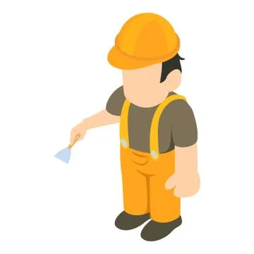 Plasterer icon, isometric style Stock Illustration