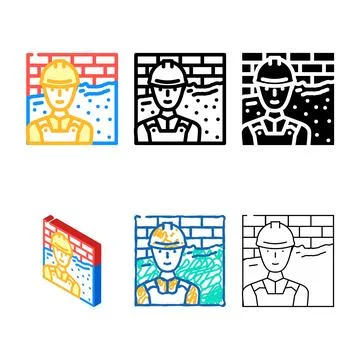 Plasterer range worker color icon vector Illustrazione stock