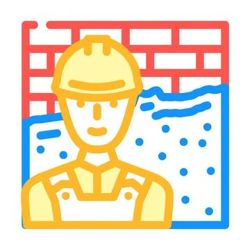 Plasterer worker color icon vector illustration Stock Illustration